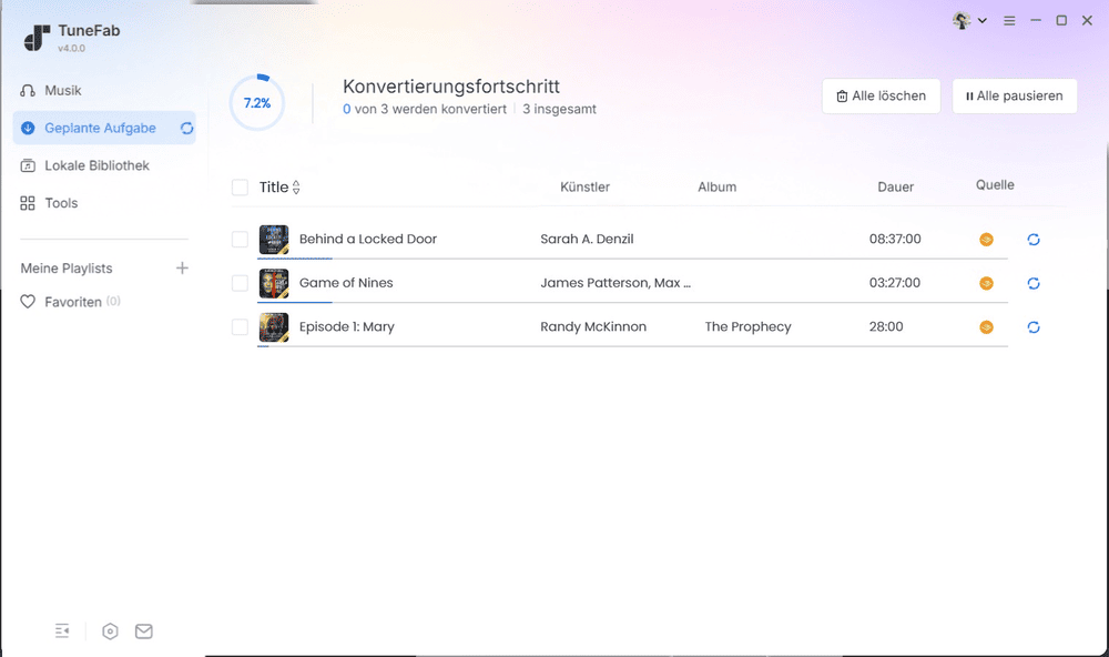 Der Download des Audiobooks läuft