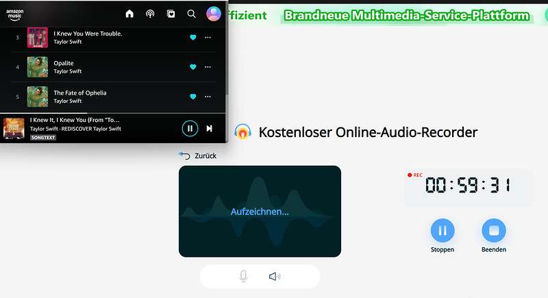 Die Aufnahme von Amazon Music mit Apowersoft starten