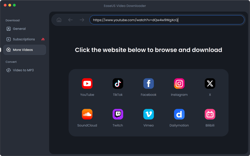 Die Hauptseite von EaseUS Video Converter