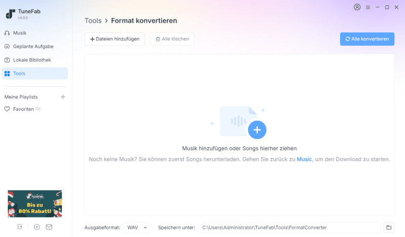 Die Hauptseite von Format-Konverter