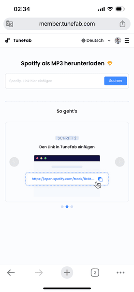 Die Hauptseite von Spotify Musik Online-Konverter auf Handy