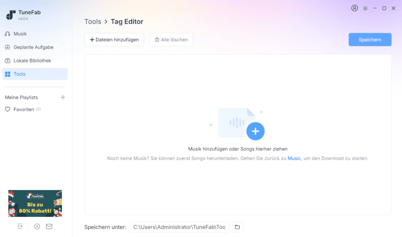 Die Hauptseite von Tag Editor auf TuneFab