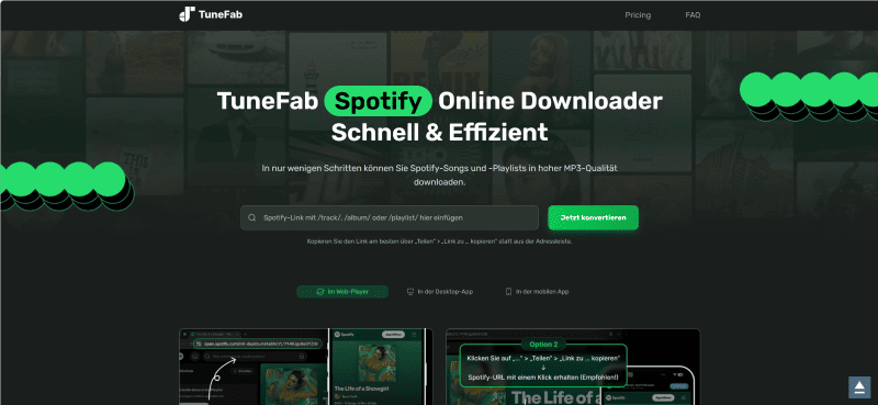 Die Hauptseite von TuneFab Spotify Online Downloader