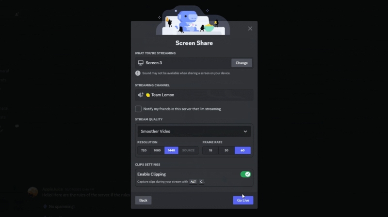 Die Live-Funktion in Discord nutzen