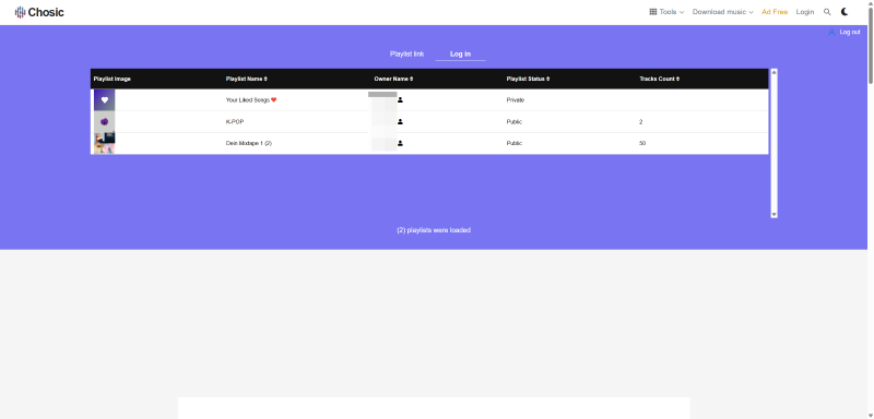 Die jeweilige Playlist auswählen