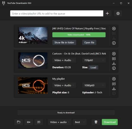 Die Startseite von Open Video Converter
