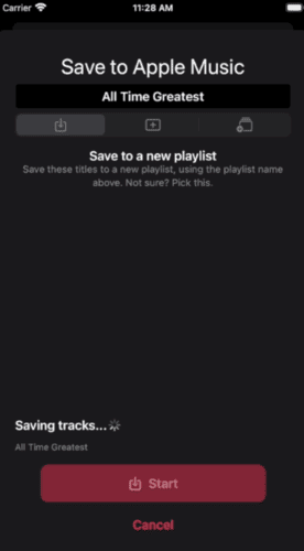 Die Übertragung von Playlist erfolgreich ist