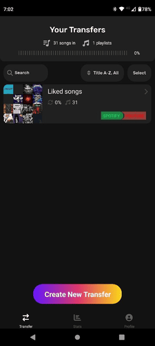 Die Übertragung von Playlist erfolgreich ist