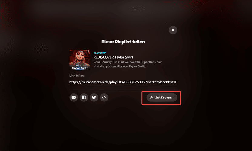 Amazon Music URL kopieren