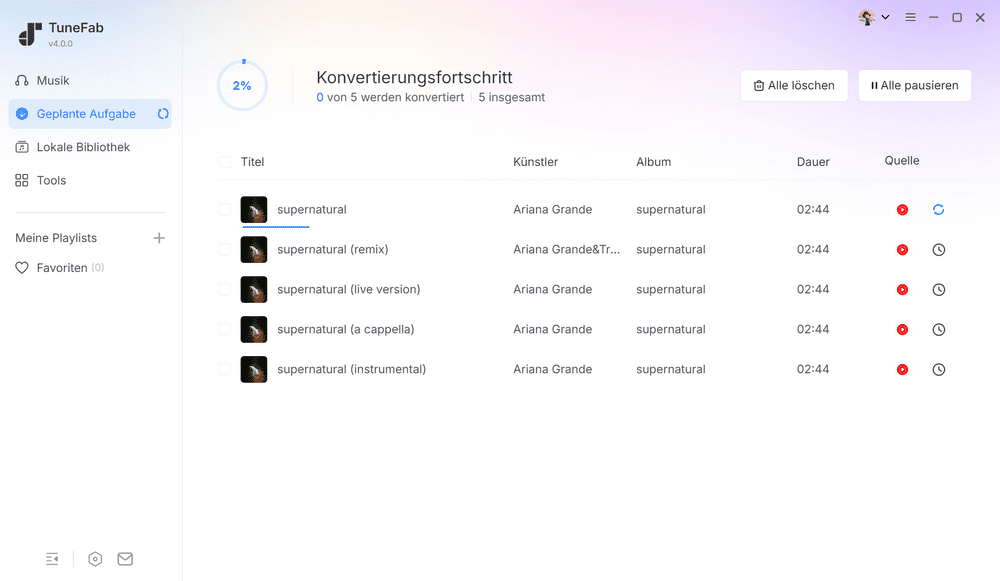 Die YouTube Musik wird heruntergeladen