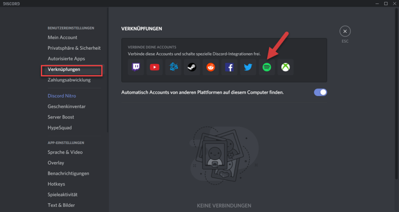 Discord mit Spotify verbinden