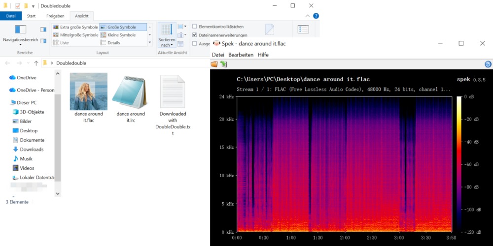 Spek-Analyse der MP3-Ausgabequalität von DoubleDouble