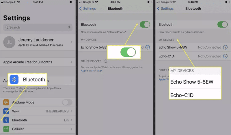 Durch Bluetooth Handy mit Echo verbinden
