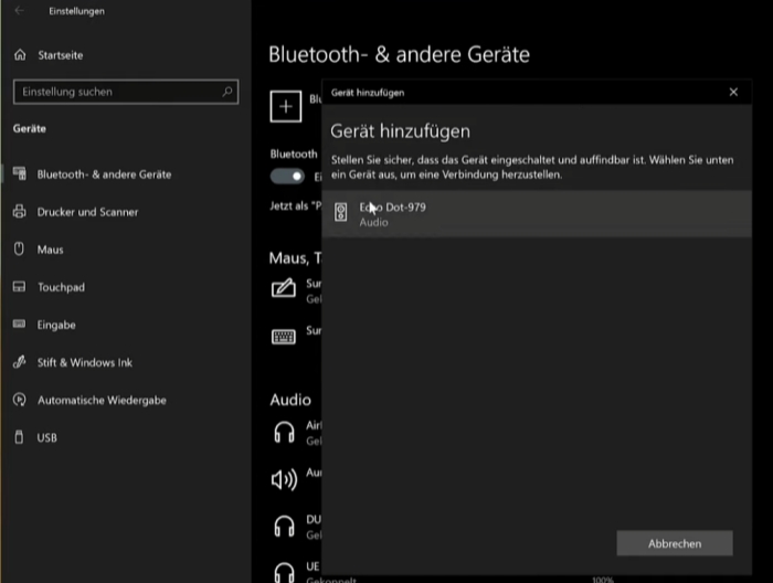 Echo mit Bluetooth auf PC verbinden
