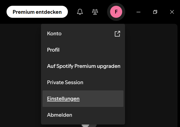 Einstellungen in Spotify App