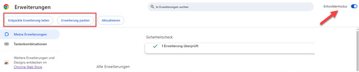 Entpackte Erweiterung laden
