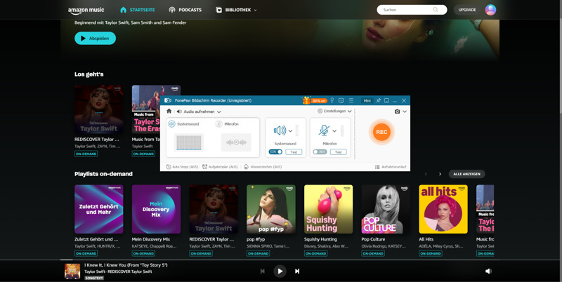 FonePaw Bildschirm Recorder und Amazon Music öffnen