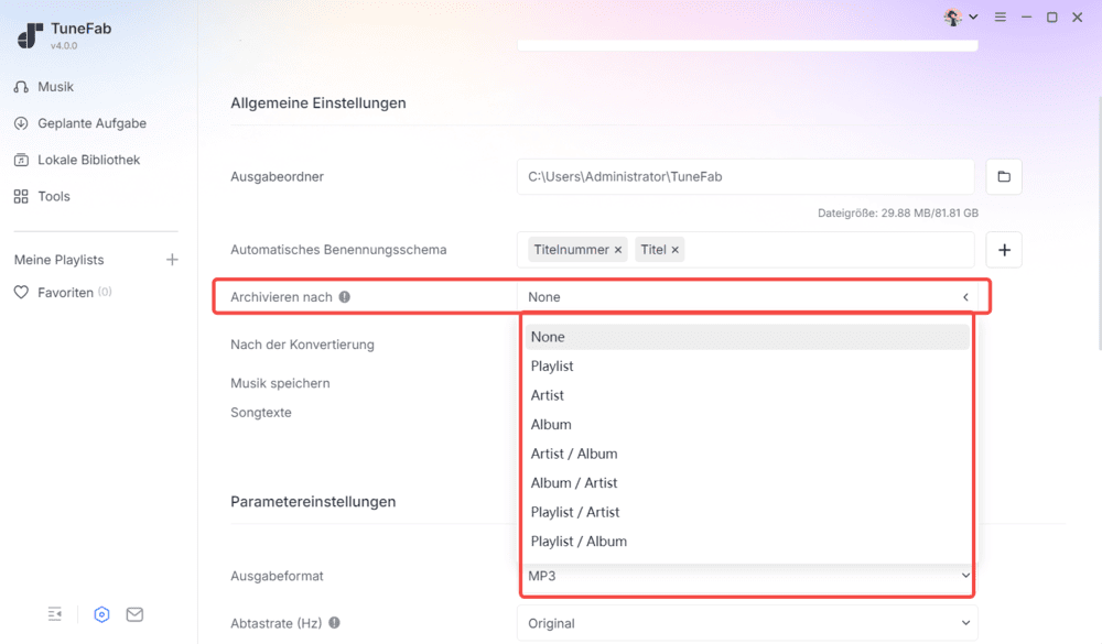 Funktion für kategorisierte Ausgabe