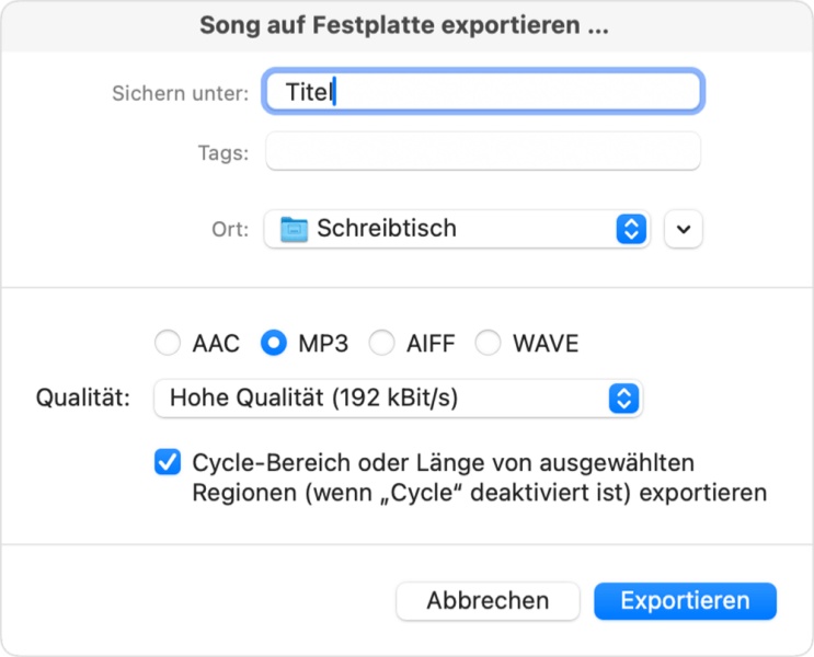 MP3-Datei auf Mac speichern