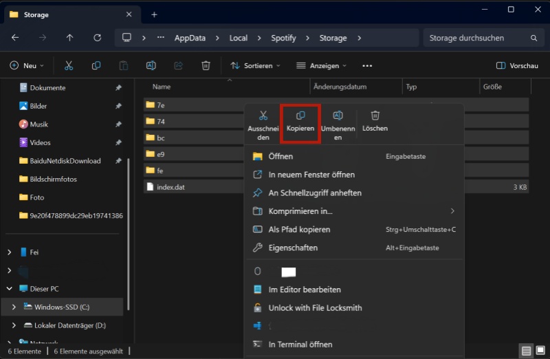 Gespeicherte Spotify-Inhalte auf PC kopieren