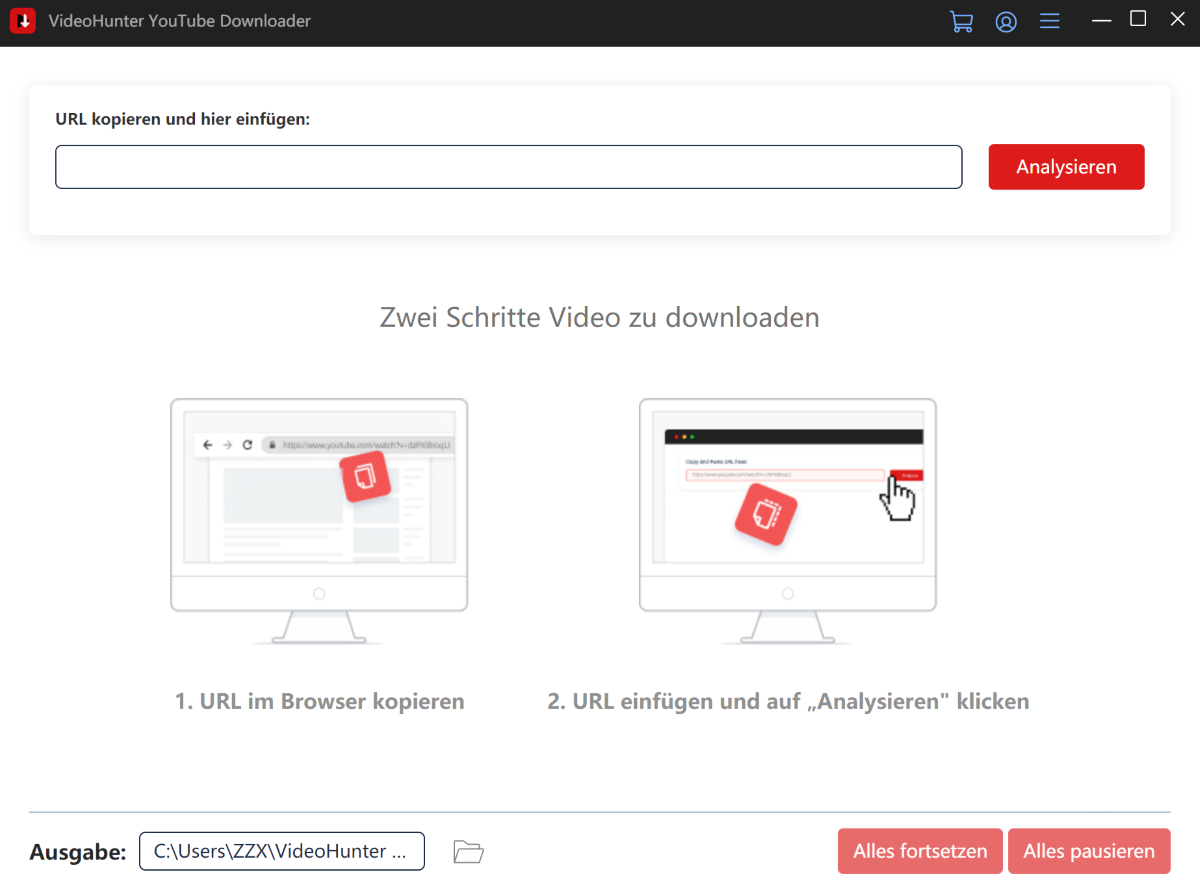 Hauptoberfläche von VideoHunter