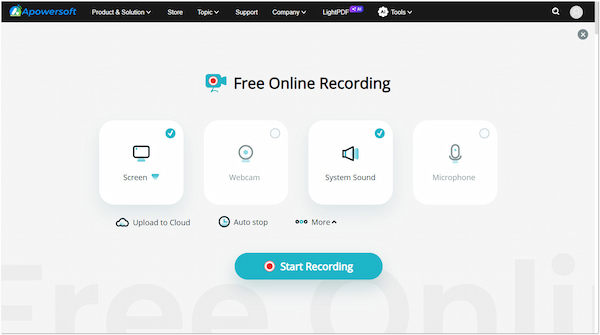 Hauptseite von Apowersoft Free Audio Recorder