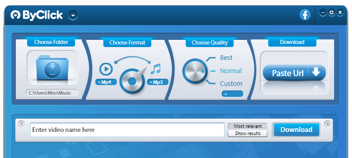 Hauptseite von ByClick Downloader