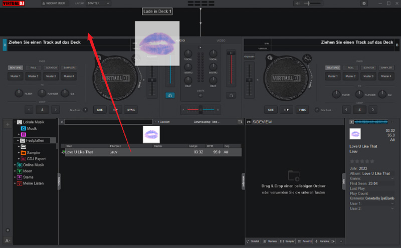 Heruntergeladene Apple Musik in Deck ziehen