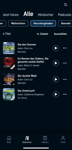 Heruntergeladene Dateien innerhalb der App finden