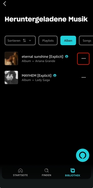 Heruntergeladene Musik auf iPhone finden