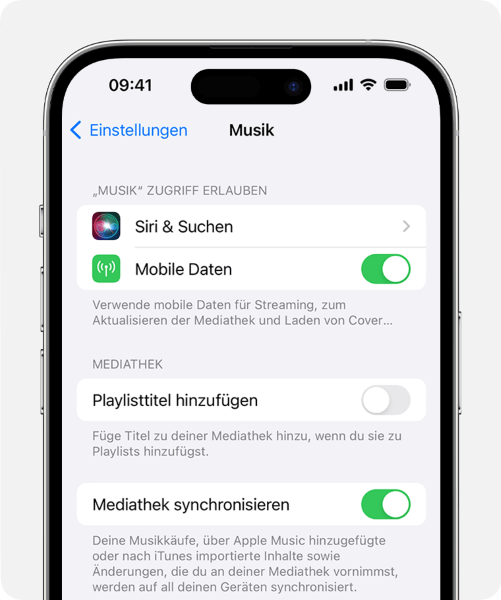 iCloud Musikmediathek synchronsieren auf iPhone