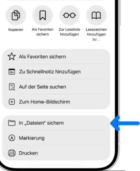 In „Dateien“ sichern wählen