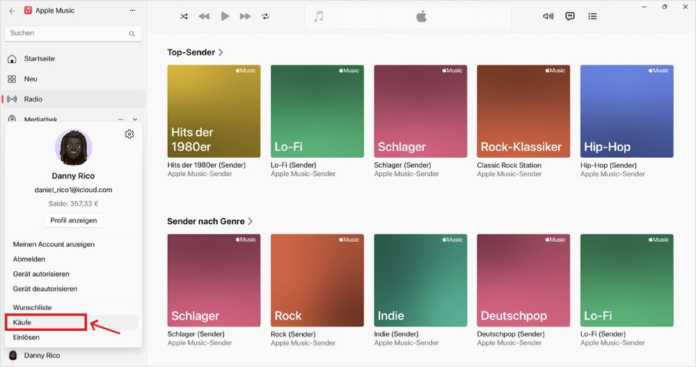 In der Apple Music App gekaufte Musik finden