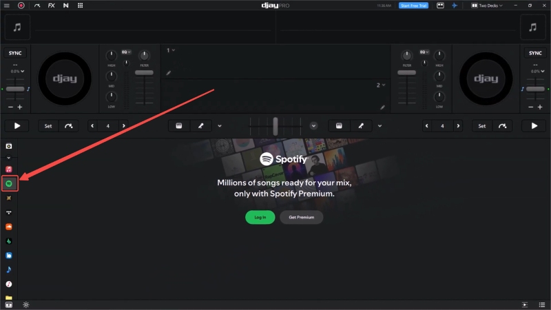 In djay pro Spotify als Quelle auswählen