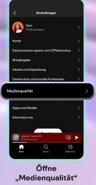 in Spotify auf Medienqualität klicken