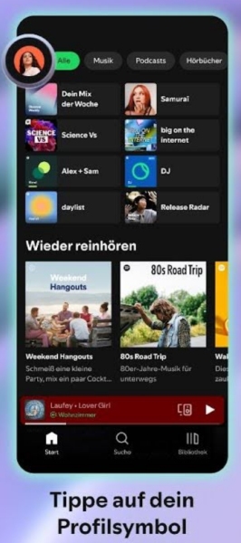 in Spotify auf Profilsymbol klicken