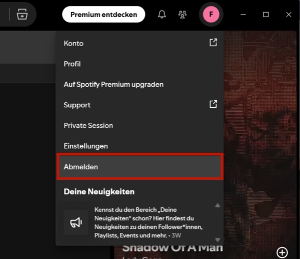 In Spotify sich abmelden
