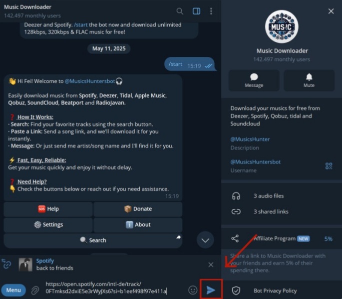 in Telegram FLAC als Ausgabeformat einstellen