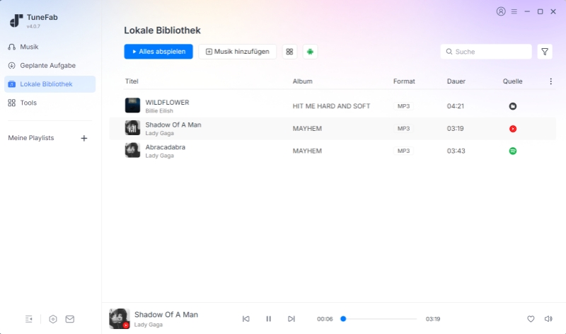 in TuneFab Musik offline abspielen