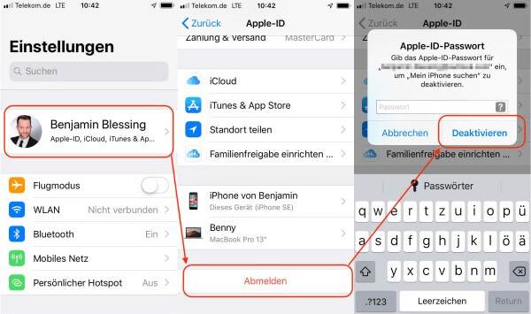 iPhone Apple ID Abmelden