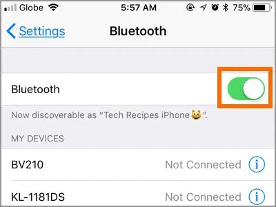 iPhone Bluetooth aktivieren