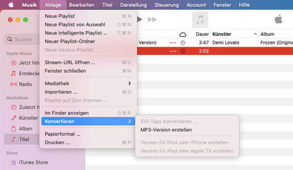 iTunes Gekaufte Songs in MP3 umwandeln Mac