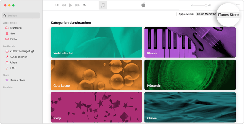 iTunes Store öffnen Mac