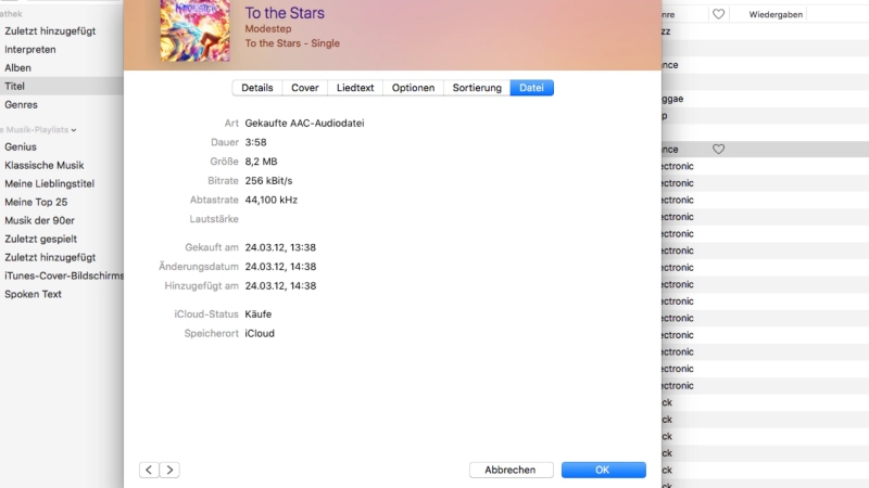 Abgeglichenen iTunes-Titel als DRM-freie AAC-Datei neu laden