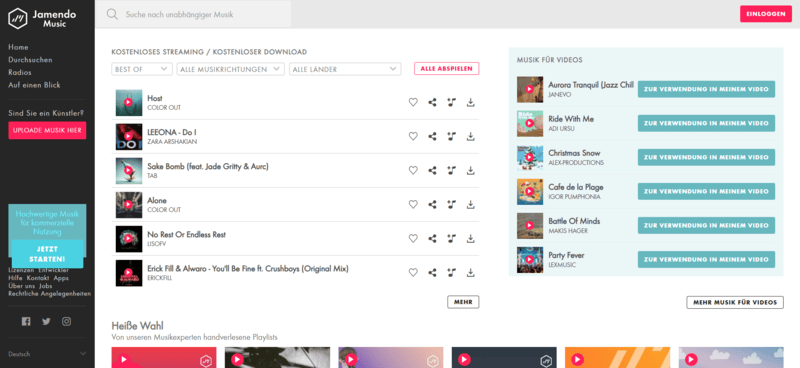 Jamendo ohne Anmeldung