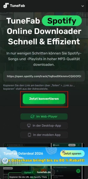 Jetzt konvertieren in TuneFab Spotify Music Online Converter 