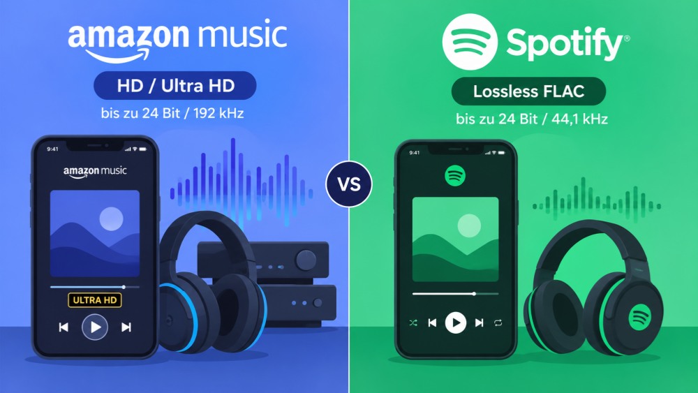 Klangqualität von Amazon Music und Spotify im Vergleich