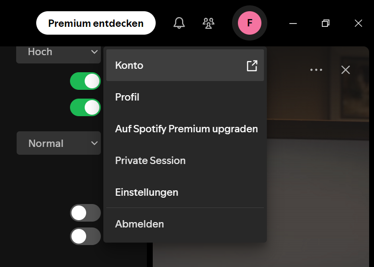Konto in Spotify App finden