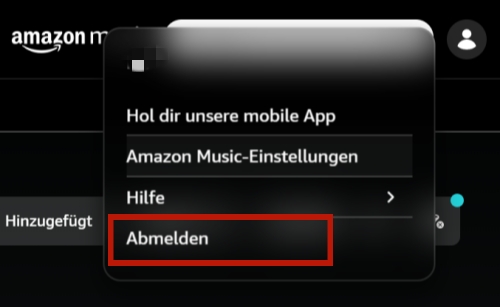 Konto sich in Amazon Music abmelden