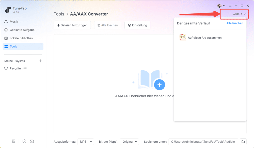 Konvertierungsverlauf anzeigen